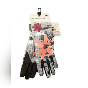 NWT Kid's Medium Burton Floral Touch N Go Liner Gloves - Black and Pink